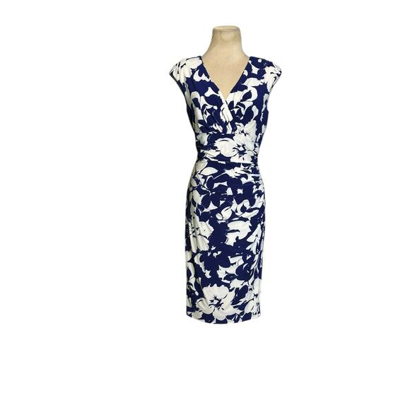 Ralph Lauren blue white floral cocktail dress size 6 - Picture 13 of 13
